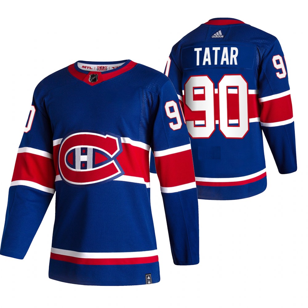 2021 Adidias Montreal Canadiens 90 Tomas Tatar Blue Men Reverse Retro Alternate NHL Jersey